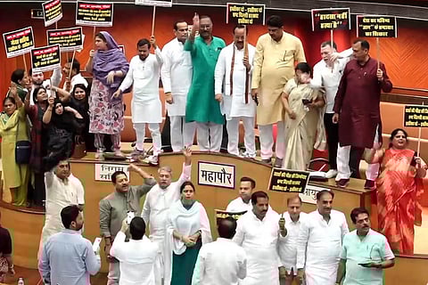 Protest in MCD House over IAS aspirants death